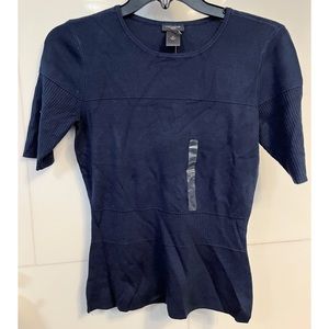 Ann Taylor Short Sleeve Sweater Navy Blue Small Petite NWT